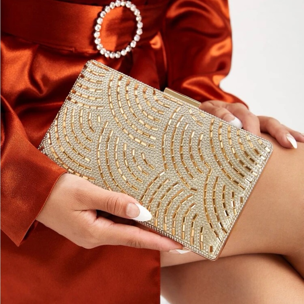 Luxurious rhinestone party evening wedding prom clutch  box bag